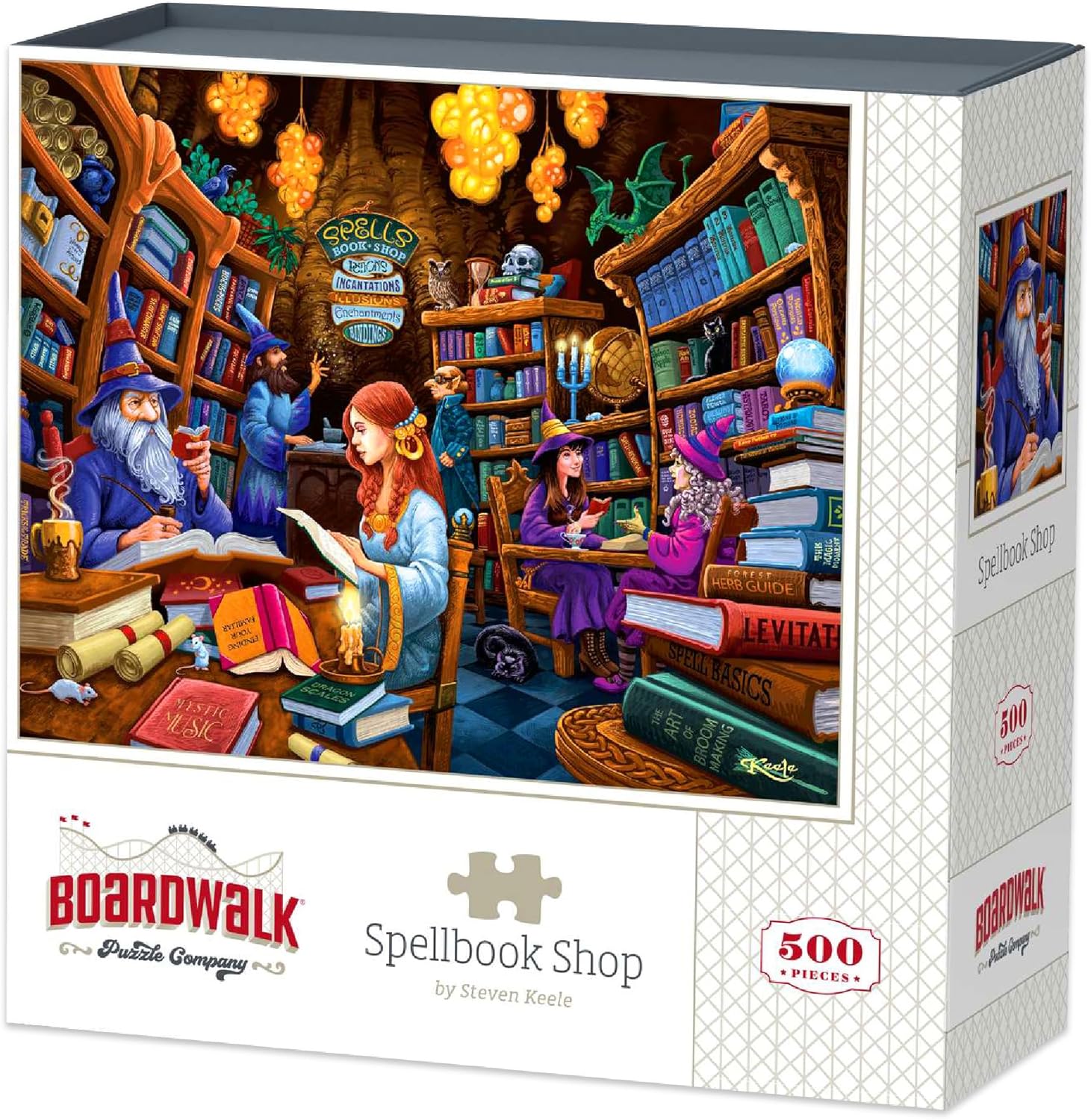 Boardwalk Puzzles Spellbook Shop - 500 Piece Jigsaw Puzzle for Adults, Made in USA