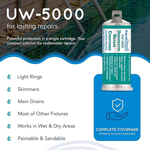 Miniatura 5 de Swimming Pool Epoxy Repair Kit Waterproof Epoxy Putty Pool & Spa Repair Underwater Sealant for Cracks & Leaks Easy DIY Concrete, White