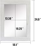 Stonebriar 24" x 18" Miroir mural en bois blanc de Rectangle avec crochets suspendus fixés, décor rustique de campagne décoratif pour le salon, chambre, salle de bains, hall d'entrée