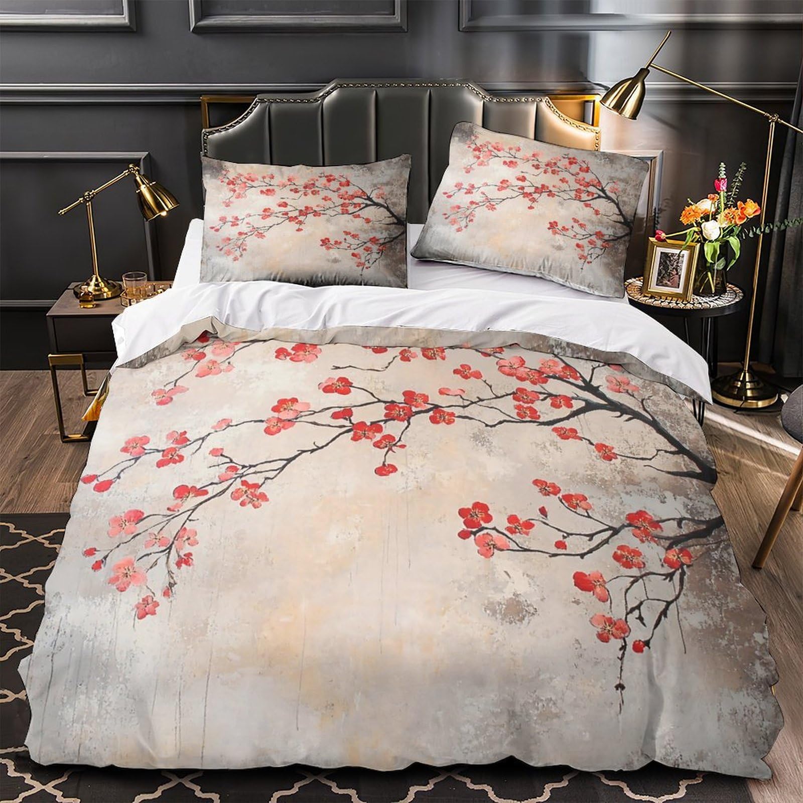 Housse de couette fleurie microfibre anti-plis lit simple ado fille