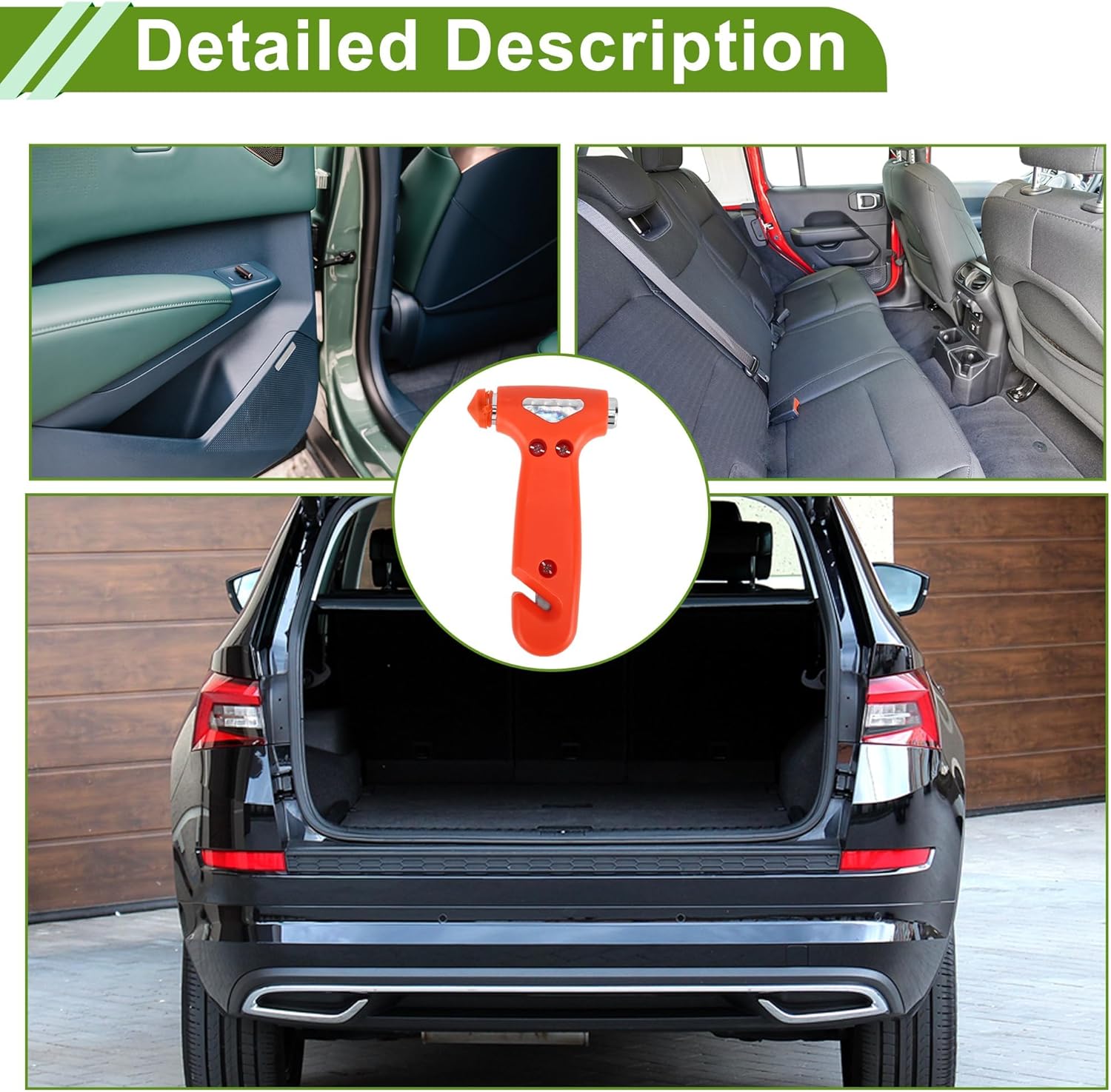 Universal Car Safety Hammer Set – Glass Breaker, Emergency Escape Tool with Stand