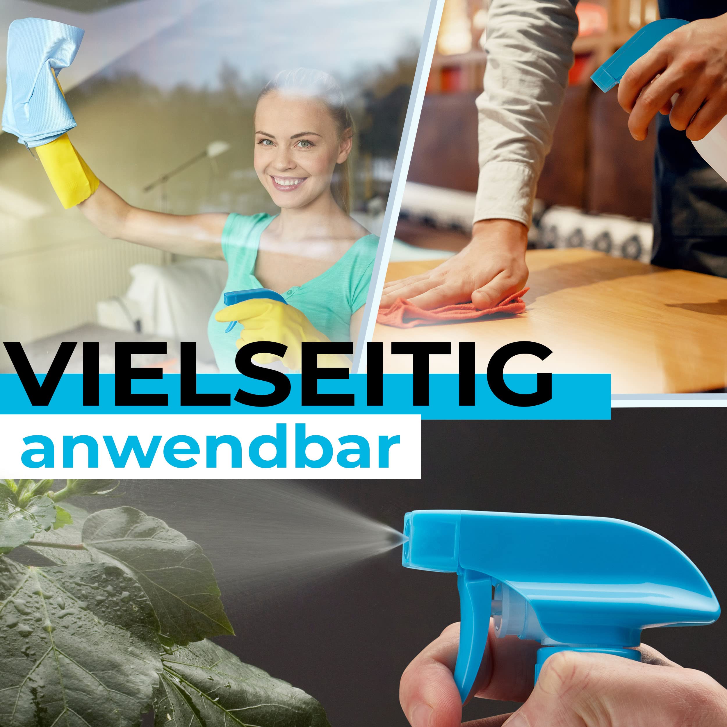 2 Bernsteinfarbene Sprühflaschen 500ml - Auslaufsicher Mit Verstellbarer Düse