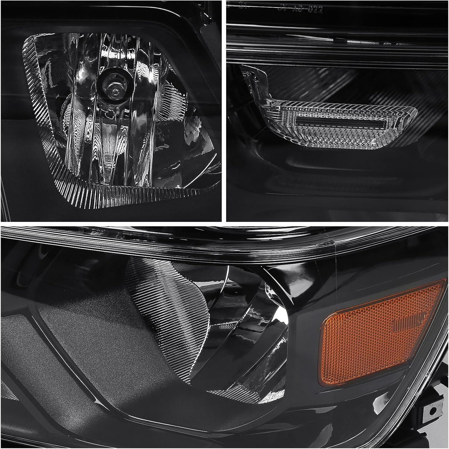 FIONE Halogen Headlights Assembly Compatible with Dodge Ram 1500 2019-2022 Replacement Headlamp with Black Frame Driver Left Side LH 68316087AD 68316087AH