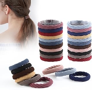 ZLYM 80 Pcs Seamless Cotton Hair Ties, 4 Styles Fashion Simple Hair Elastics, High Elasticity, No Damage Crease, Ponytail Holders for Women Girls KidsThick Heavy and Curly Hair 10 Colors