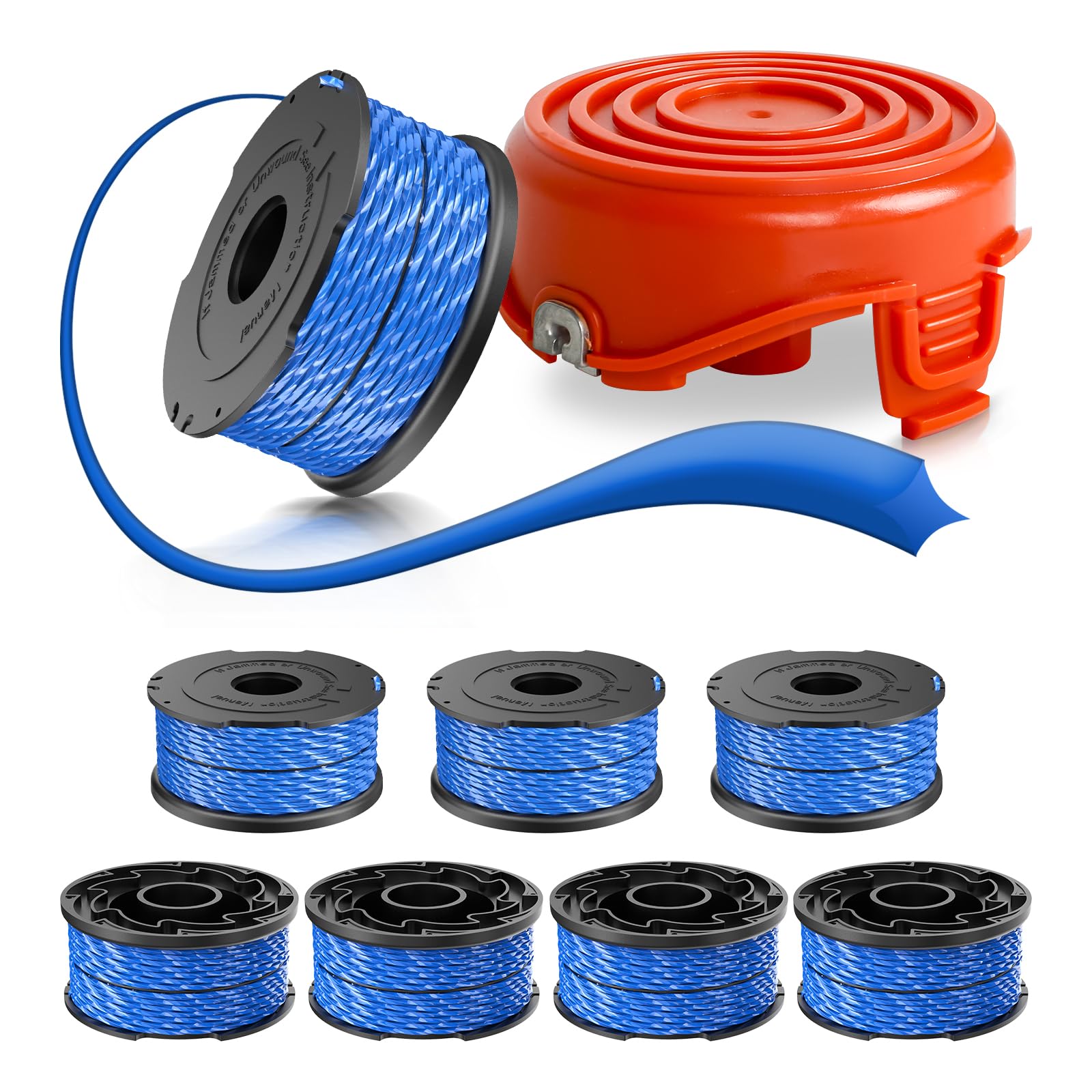 String Trimmer Spool Line for Black and Decker A6441 597862-00, 12.2M x 1.65mm Replacement Grass Trimmer Spool Line for GL315 GL350 GL650 GL652 GL655 GL660 GL680 (8 spool + 1 cover)