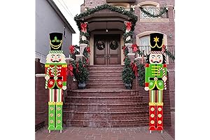 2 Pcs 6ft Large Metal Nutcracker Yard Sign for for Lawn Garden Winter Holiday Party