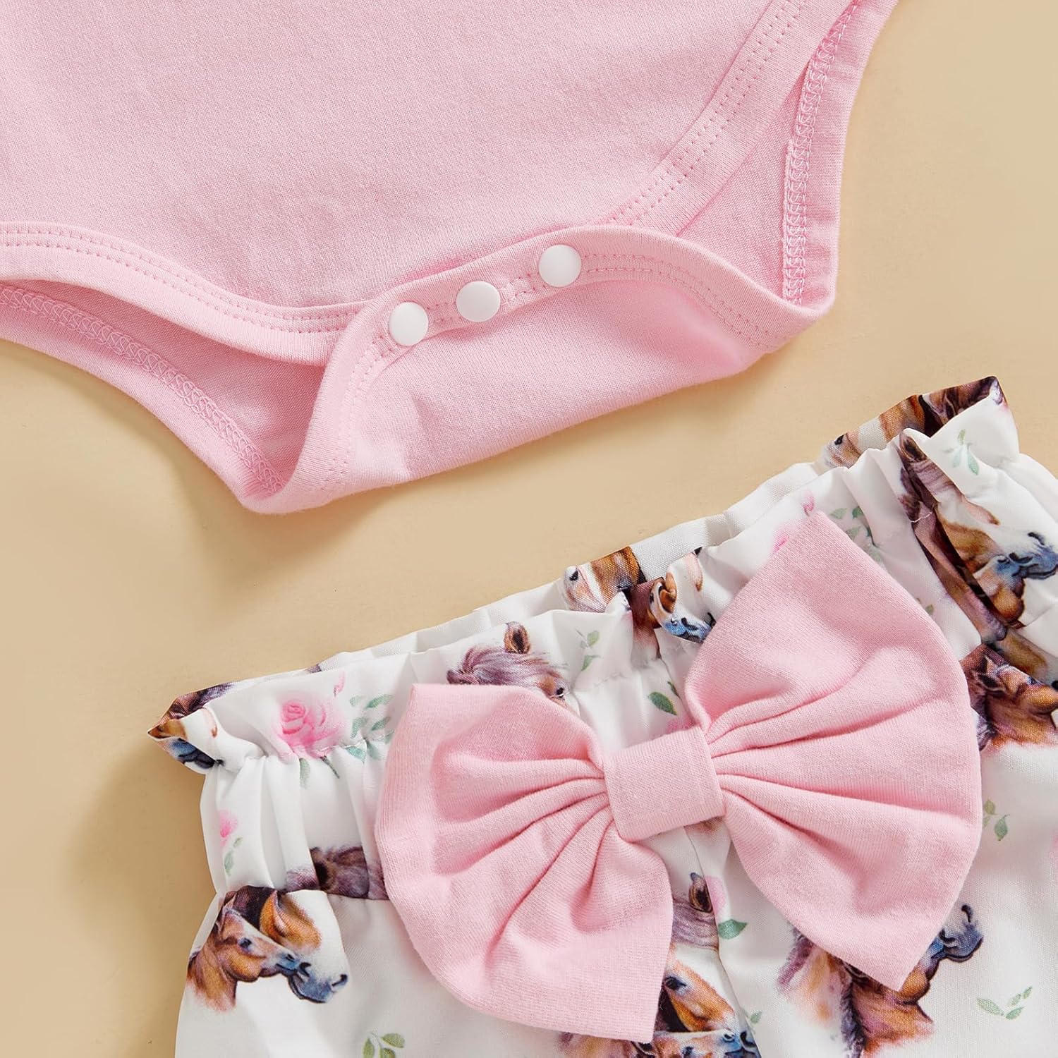 Western Baby Girl Clothes Ruffle Long Sleeve Letters Romper Cowgirl Boots/Pony Pants Bow Coming Home Outfit 0-18M - Image 6