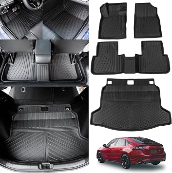 Floor Mats Compatible with 2022-2025 2026 Honda Civic Hatchback Trunk Mat Cargo Mat Cargo Liner All Weather Trunk Liner Civic Hatchback Accessories Trunk Mat+Floor Mats