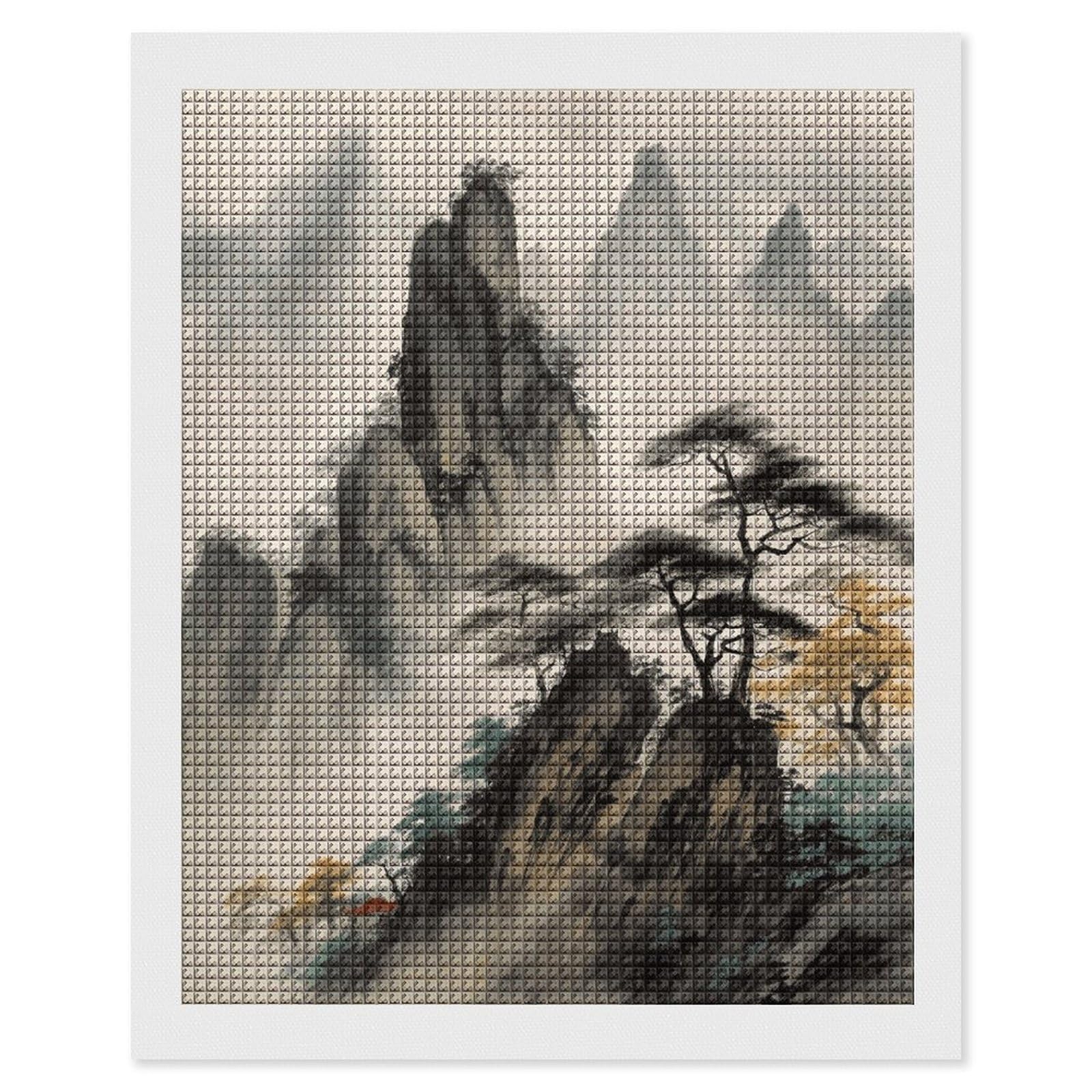 FodPand Chinese Landscape Painting Diamond Painting Kit for Beginner Fun 5D DIY Crafts for Adults Diamond Art Kits Square Diamond Art Canvas Painting Gem Art Crafts for Home Wall Decor 16"x20"