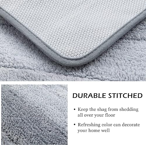 Miniatura 2 de KMSON Juego de 3 alfombras de baño degradadas con tapete de baño en forma de U, antideslizante, ultra suave y absorbente de agua, lavable a máquina,