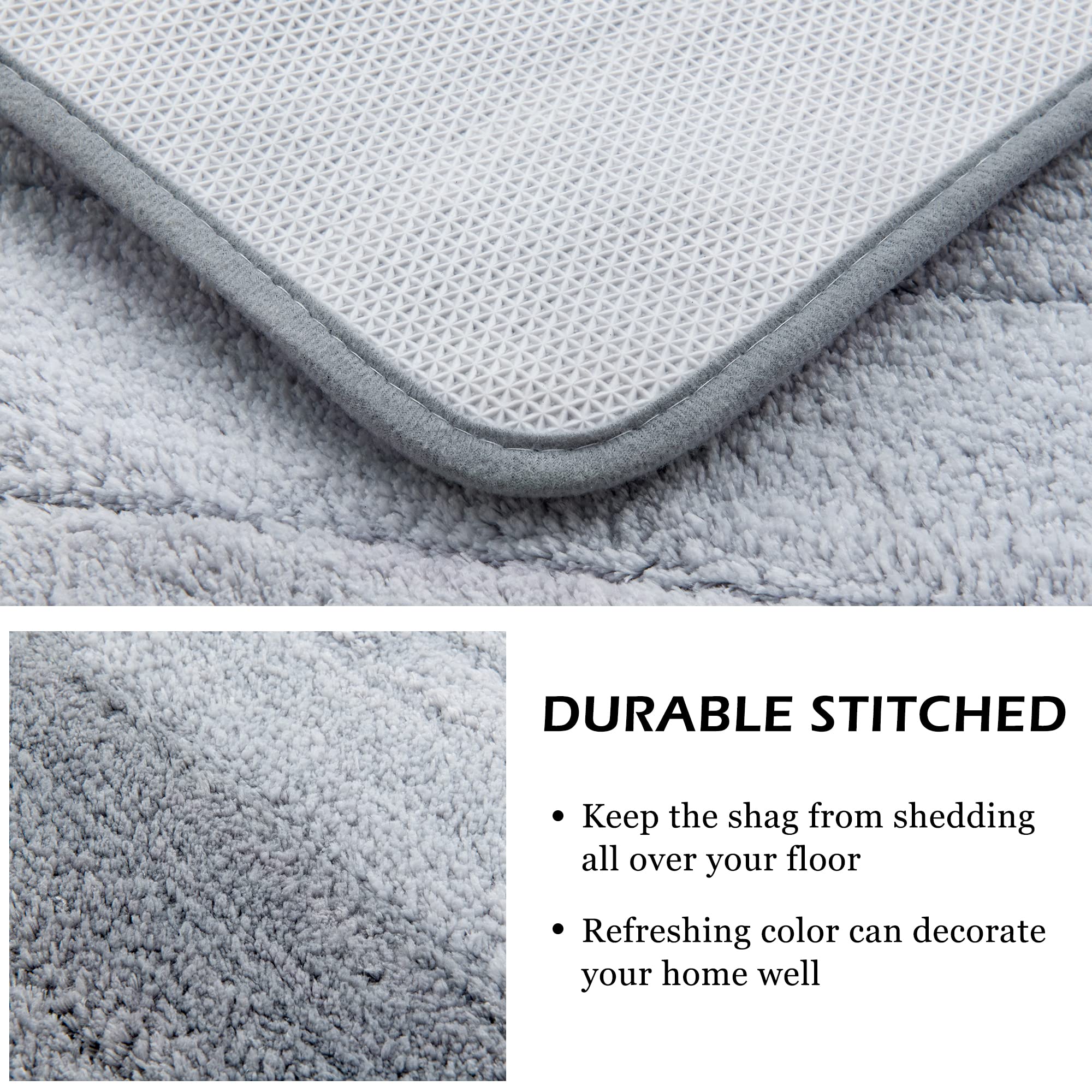 KMSON 3 Pcs Ombre Bath Rug Set Bathroom Rugs with UShaped Contour