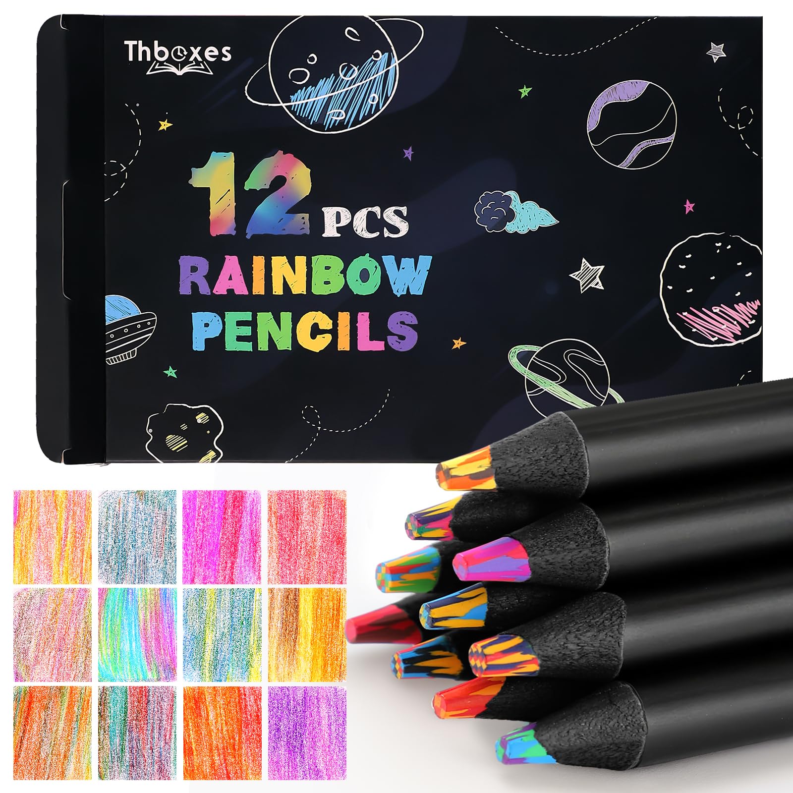 Thboxes Geschenke Ostern Kinder,12 Stück Buntstifte Kinder, Regenbogenstift,Geschenke zur 4-12 jahre Mädchen Kinder Erwachsene Zeichnen Skizzieren Färben Mitgebsel Kindergeburtstag