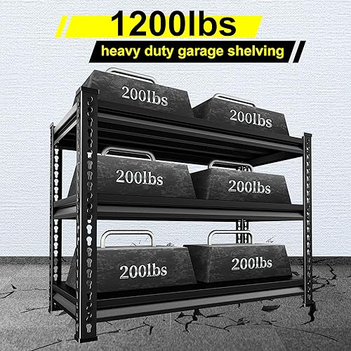 Miniatura 5 de Estantes de garaje utilitarios resistentes  40 pulgadas de ancho 1,350 libras de acero de metal industrial estantes de almacenamiento industriales
