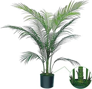 Faux Areca Palm Plants,4 Feet Fake Palm Tree with 16 Trunks Faux Tree for Living Room,Office, Kitchen, or Farmhouse - Buy now