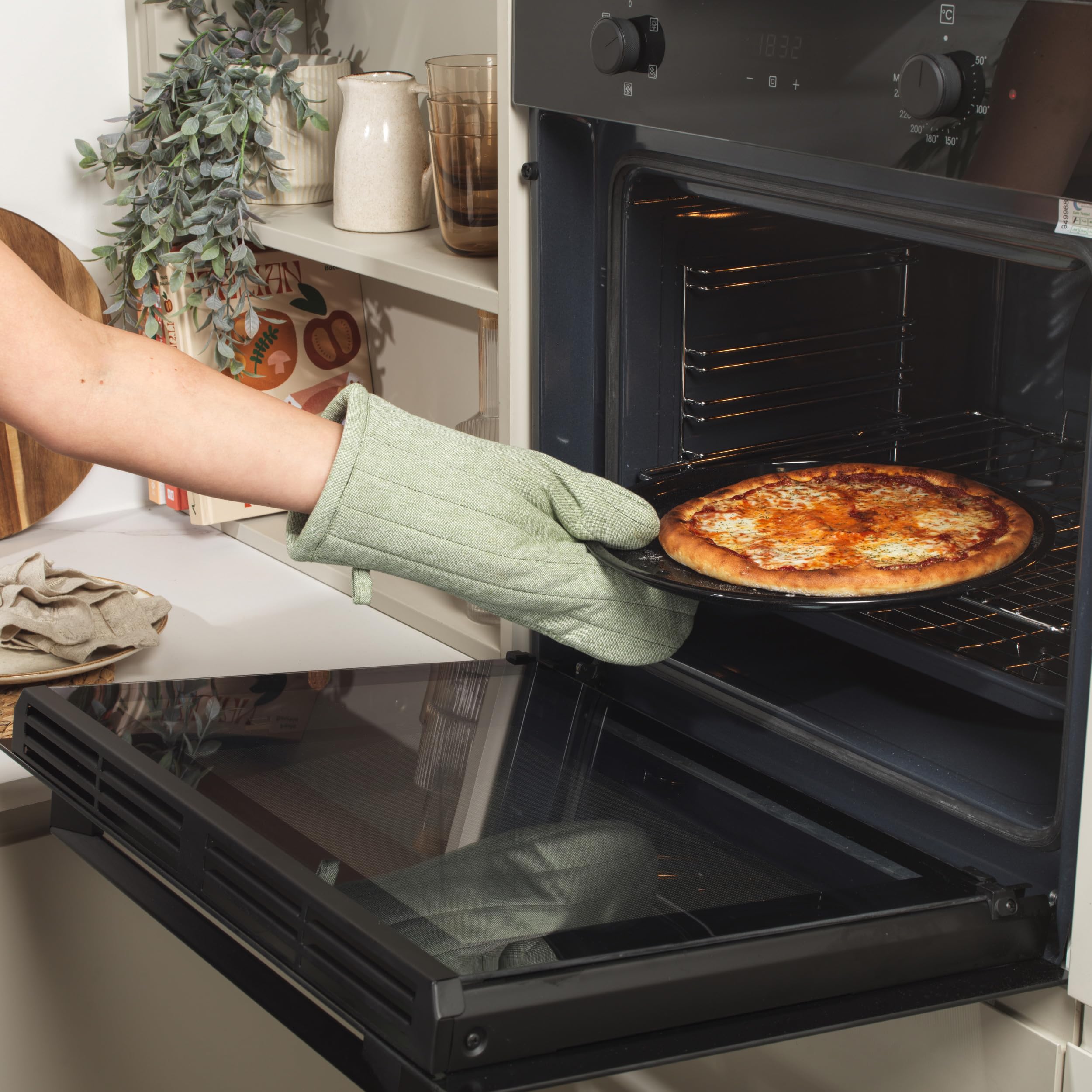 Salter Brilliance - Set di 2 teglie da forno rotonde, in acciaio smaltato antiaderente con rivestimento in vetro, lavabile in lavastoviglie, prodotto nel Regno Unito, 33 x 33 x 1,5 cm, senza PFA, per