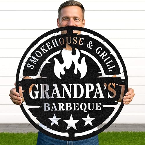 Miniatura 81 de Letrero de metal personalizado para barbacoa, letrero con nombre de bar personalizado para patio trasero, decoración de parrilla al aire libre,
