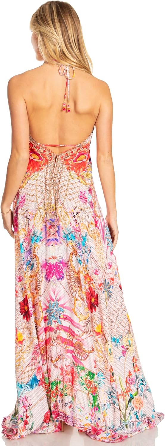 Sakkas Lizi 2025 Womens Maxi High-Low Halter Handkerchief Long Dress Beach Party - Image 2