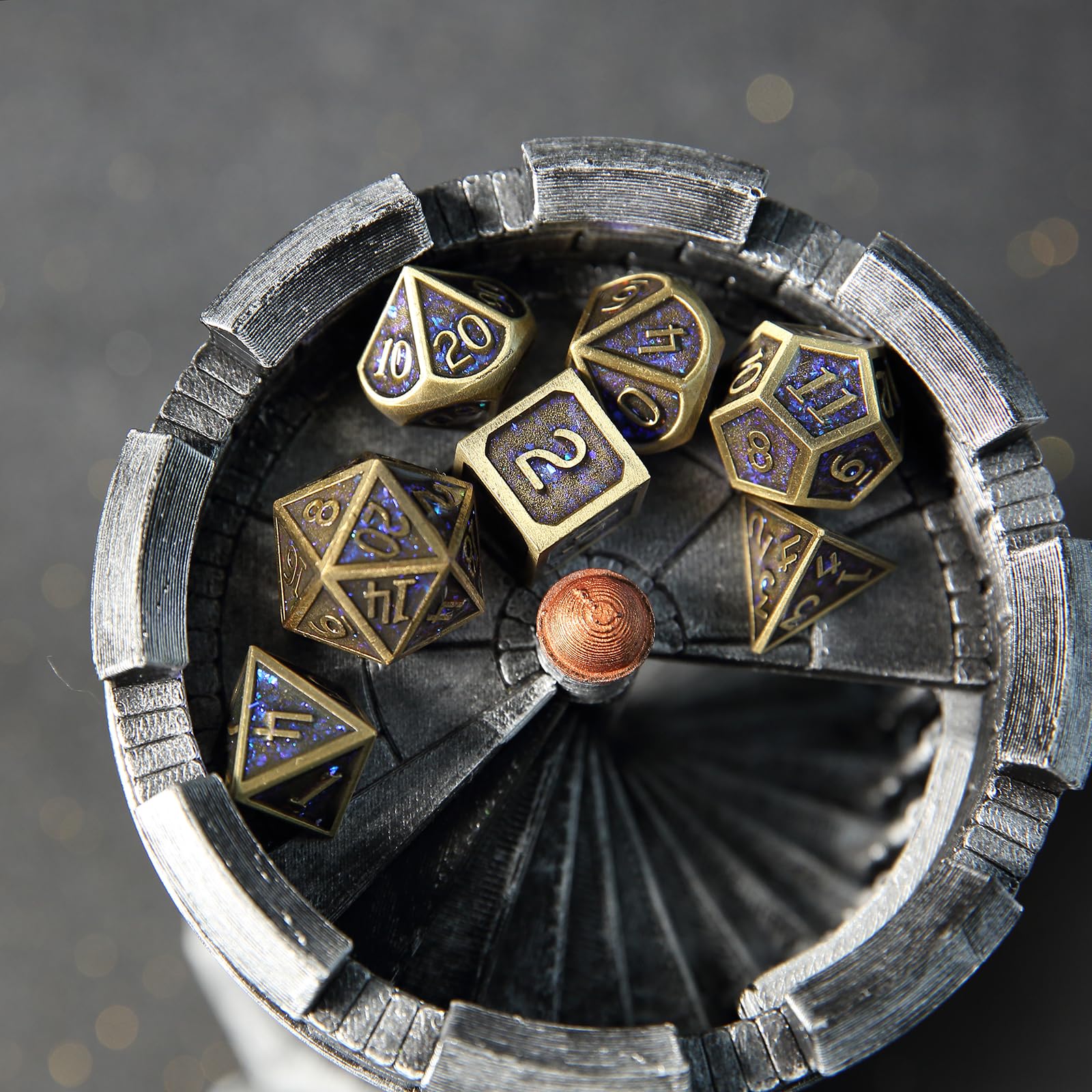 Metal D&D Dice Set 7-Piece Polyhedral Dice - D20, D12, D10, D8, D6, D4 for Dungeons & Dragons, MTG Games, Shine Bronze - Image 3