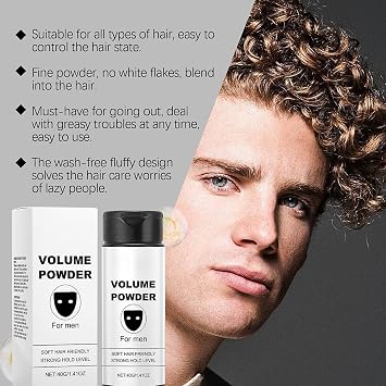 Volume Powder for Men - Hair Volume Powder - Strong Hold Hair Styling Powder Men - Instantly Adds Based Texture Powder Natural Ingredients Easy to Apply & Carry