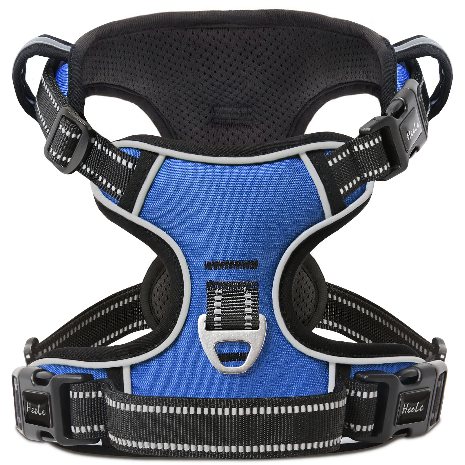 HEELE Pettorina Cane, Imbracatura Sganciata Rapido dal Collo, Pettorina Anti-tiro Riflettente e Regolabile con Maniglia Comoda, Morbida e Imbottita per Cani Piccola Media Grande, Blu XL