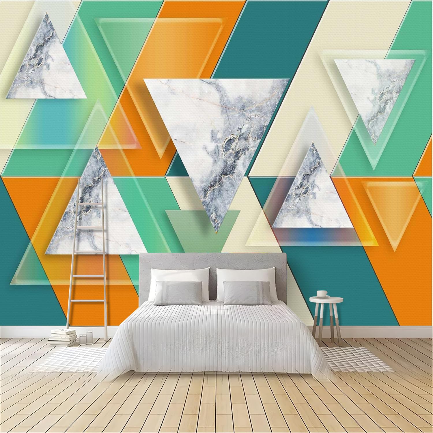 Papel Pintado Mármol Textura 250x175 cm Efectos 3D Papel Tapiz Fotográfico Tejido No Tejido Geometría Moderna Póster Fotomurales Decor Pared Para Dormitorio Salón Murales B-254