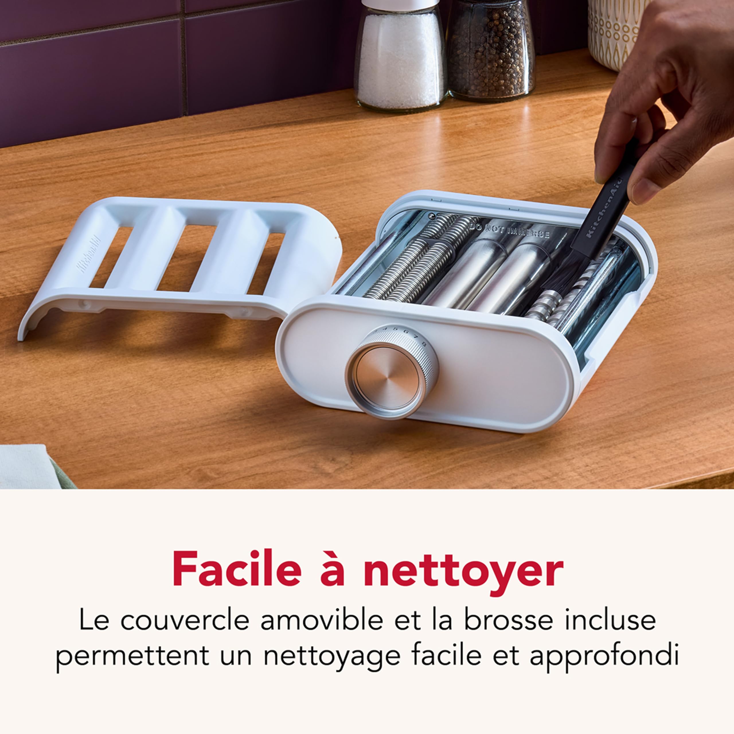 KitchenAid Accessoire Pâtes 3-en-1 Plastique, Laminoir, Coupe-Spaghetti et Coupe-Fettuccine, Compatible Robots KitchenAid, Plastique