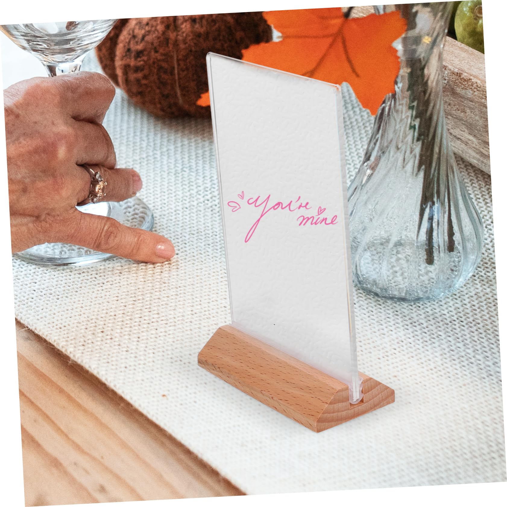 MAGICLULU 6stücke Acryl-displayständer Transparent mit Holzsockel für Schilder Poster Präsentationen Tisch-aufsteller Leicht zu Transportieren