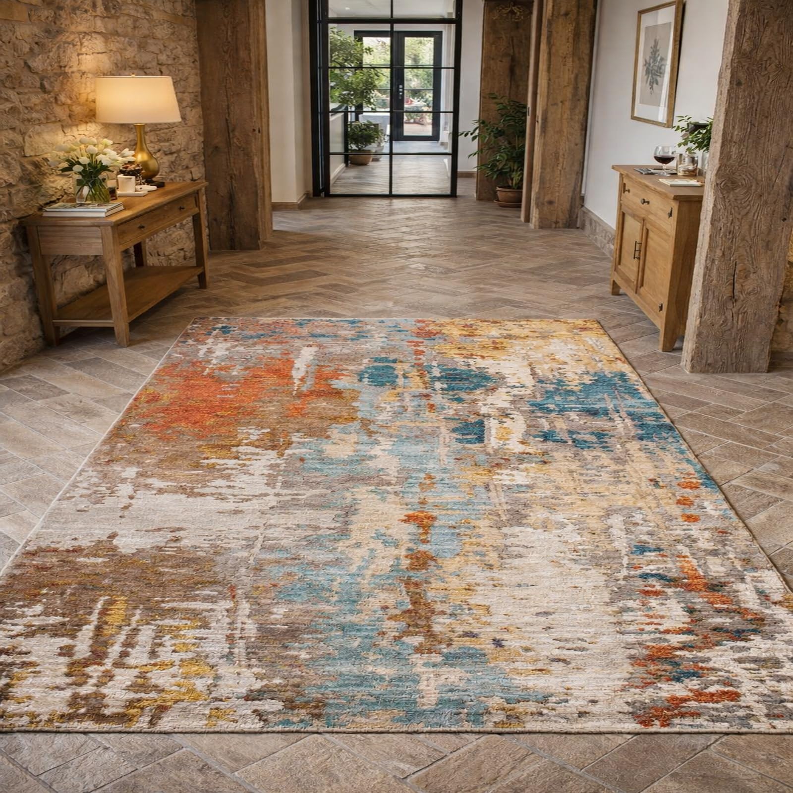 Tapis de decoration abstrait multicolore 120 x 200 cm tapis de salon doux