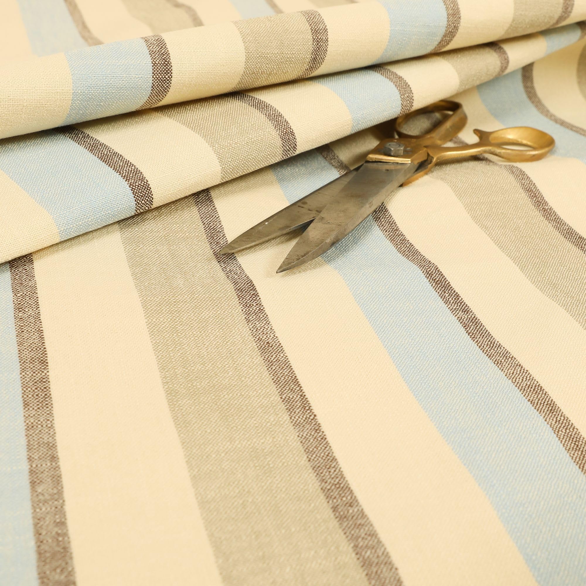 Redbrick Mill Fabrics Quality Scottish Striped Pattern Chenille Curtain Furnishing Upholstery Fabric (Blue, 10cm x 8cm Sample)