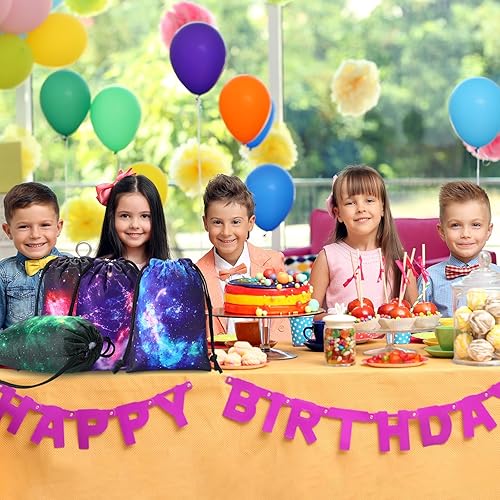 Miniatura 5 de Sweetude 24 bolsas con cordón de galaxia, espacio exterior, noche estrellada, regalos de fiesta, bolsas de regalo de cumpleaños, suministros para