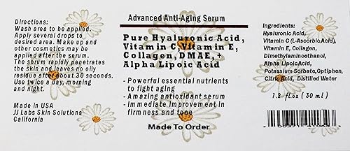 Miniatura 2 de Suero antienvejecimiento avanzado con ácido hialurónico puro, vitamina C, vitamina E, colágeno, DMAE y ácido alfa lipoico 1.2 oz