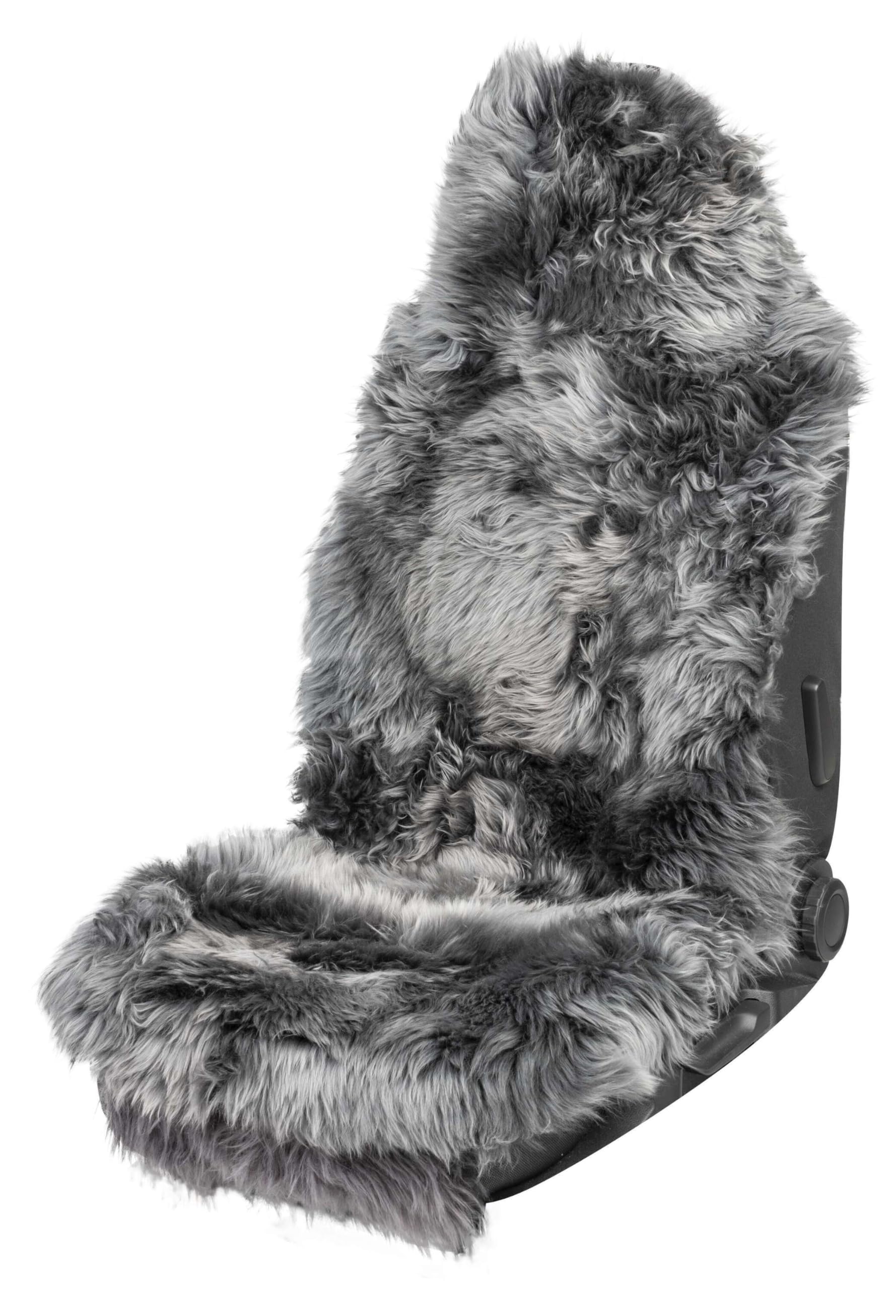 Walser Marla Premium nakładka na fotel samochodowy, 100% skóra jagnięca, wysokość 5 cm, kolor antracytowy
