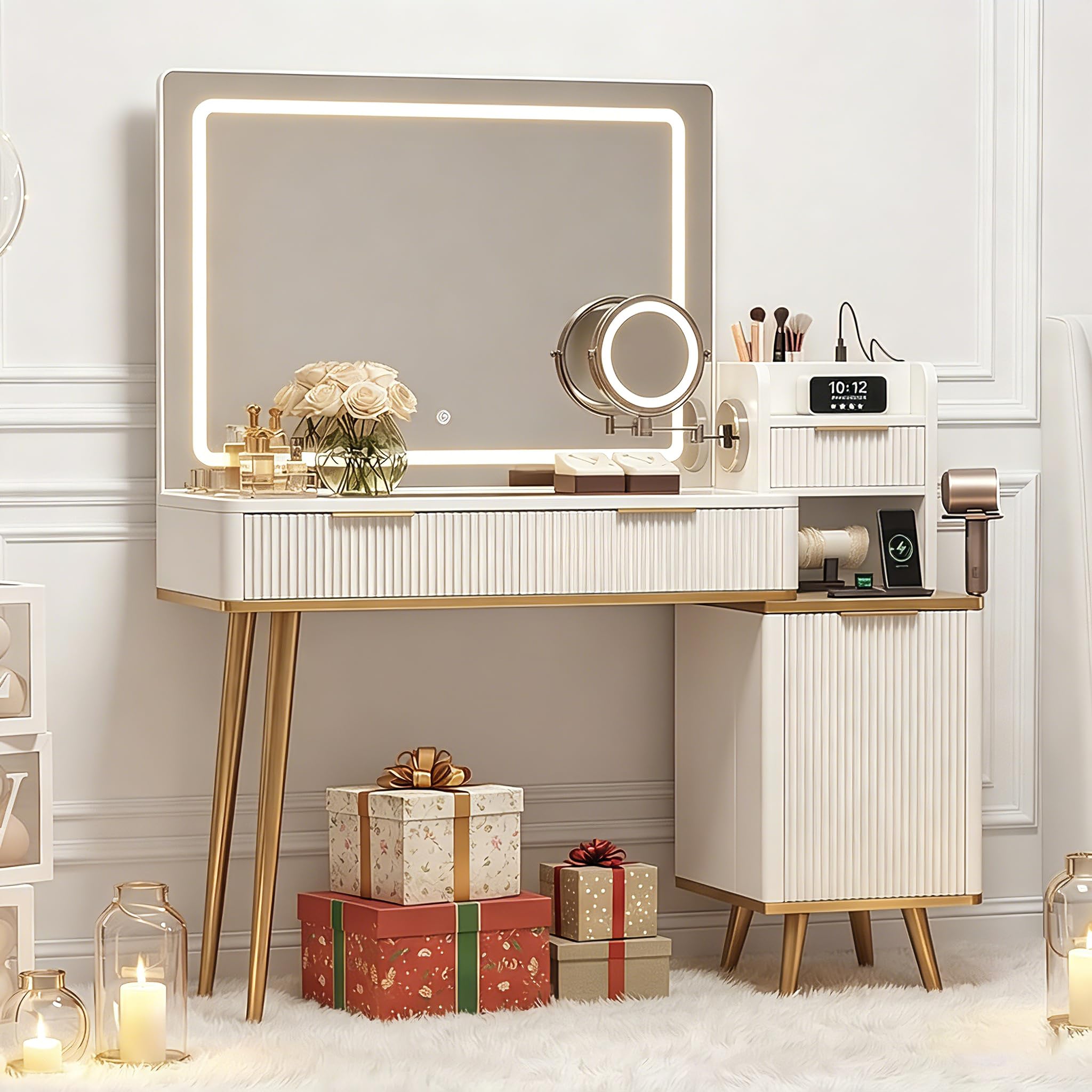 Lighted Makeup Vanity Desk with 5X Mirror
