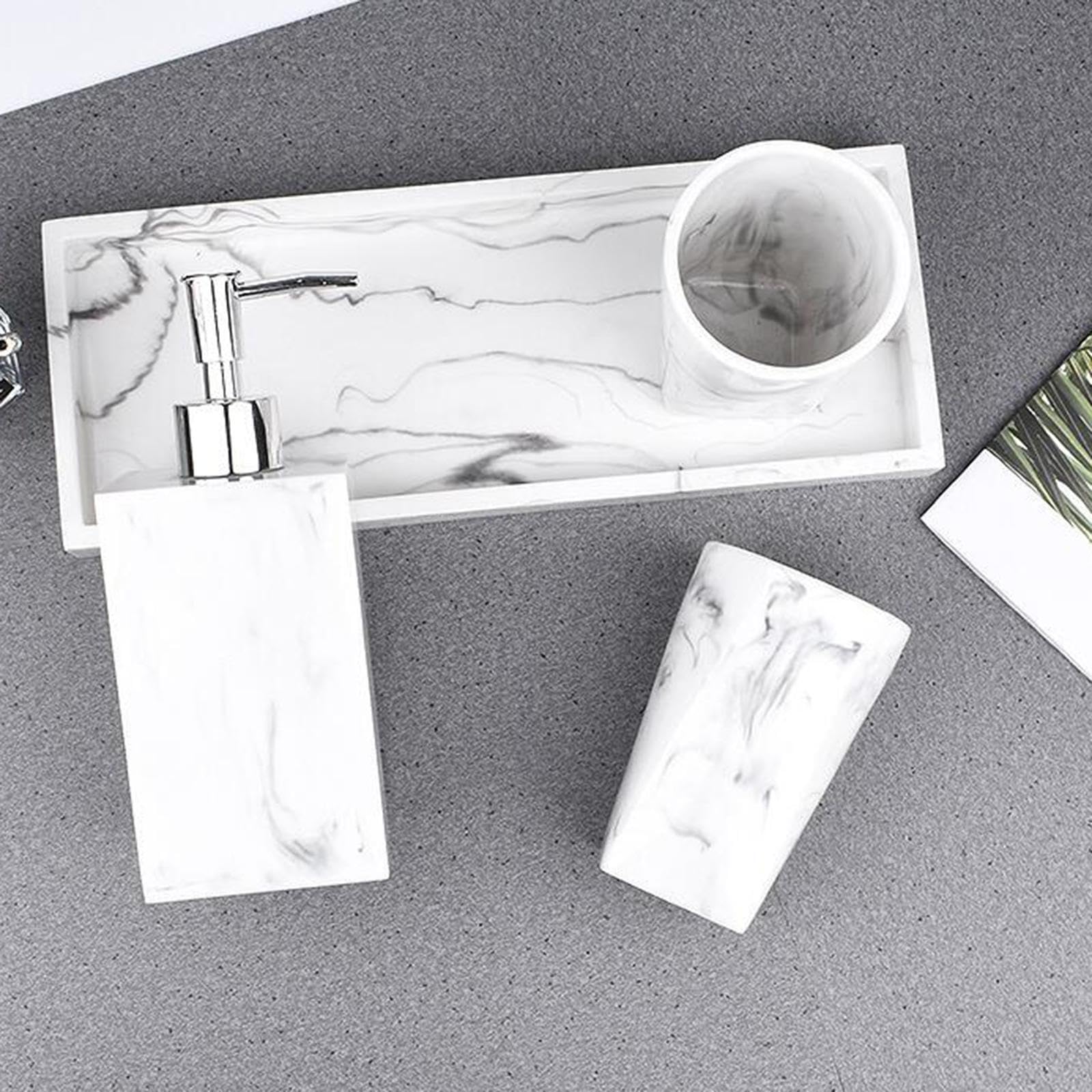Elegante set di accessori e decorazioni per il bagno, portaspazzolini con superficie liscia effetto marmo e funzioni multifunzionali, portaspazzolini,