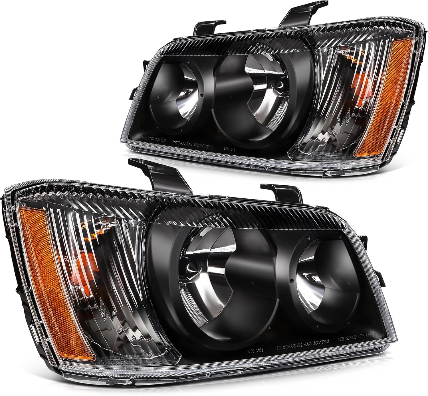 ECCPP Headlight Assembly Fit 2001-2007 for Toyota Highlander Pair Headlamps Black Housing Amber Reflector 81170-48150
