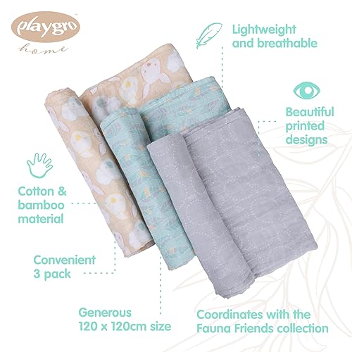 Miniatura 8 de Playgro Fauna Friends - Juego de baberos y paños para eructos 2 en 1  Juego de paños reversibles para eructos para comidas sin desorden  Estos paños