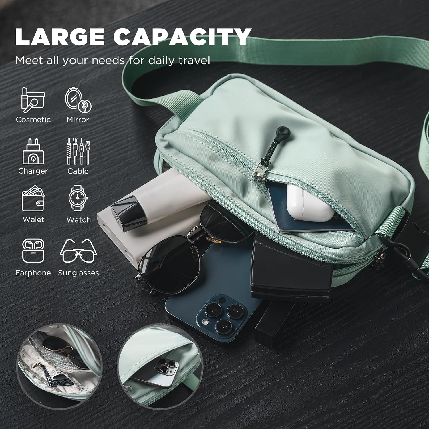 VULKIT Belt Bag Waist Pack For Men or Women Waterproof Fashion Bum Bag Crossbody Fanny Packs with Adjustable Strap Aquamarine