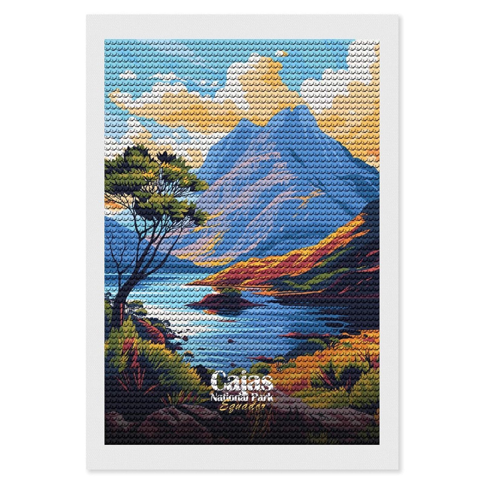 Junmoney Cajas National Park, Ecuador Landscape Diamond Art Kit 8"x12", Relaxing DIY Hobby, Satisfying Creative Project, Living Room Decor, for Women