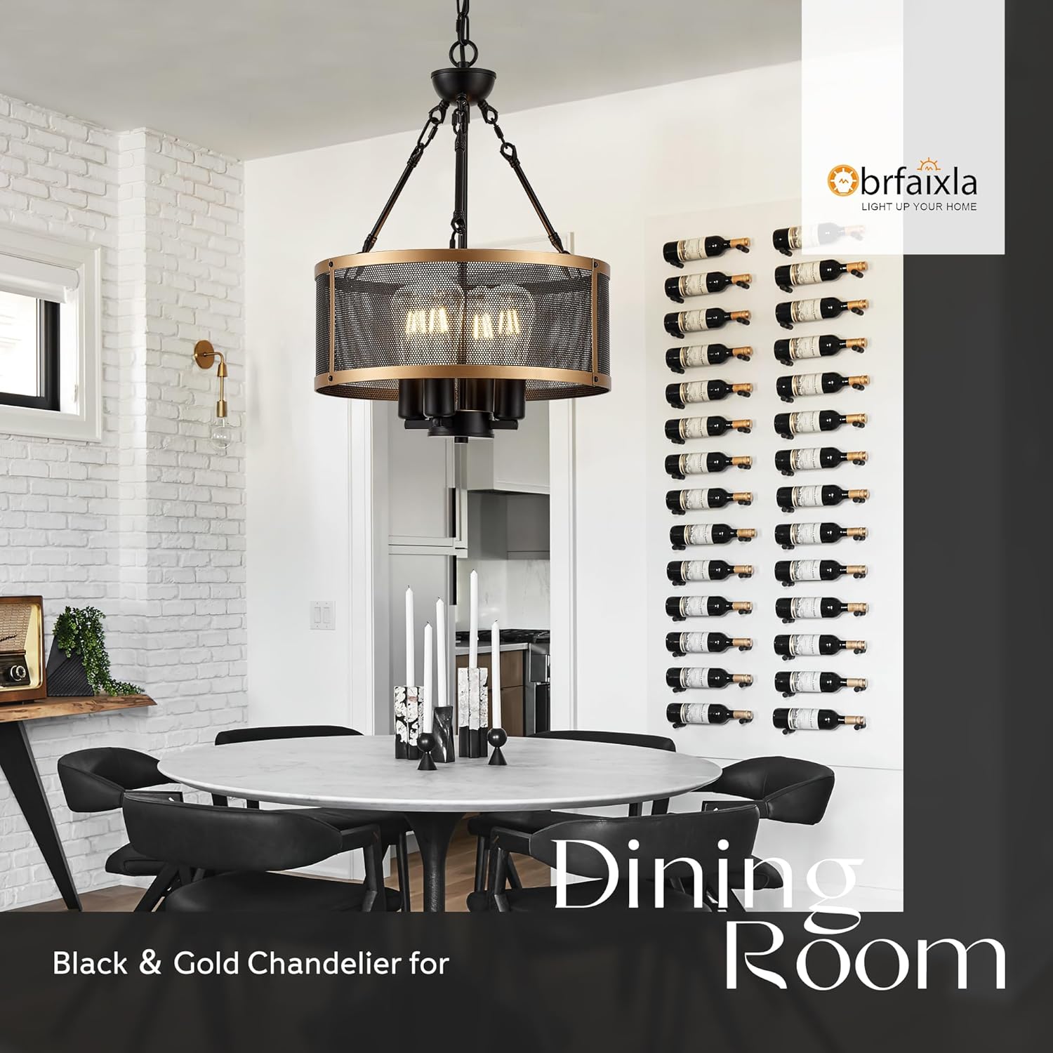 Modern 14" Small Black Gold Mesh Drum Chandelier for Dining Room Industrial Retro Semi Flush Mount 4-Light Round Ceiling Light Fixture for Kitchen Bedroom Living Room Hallway Entryway Foyer