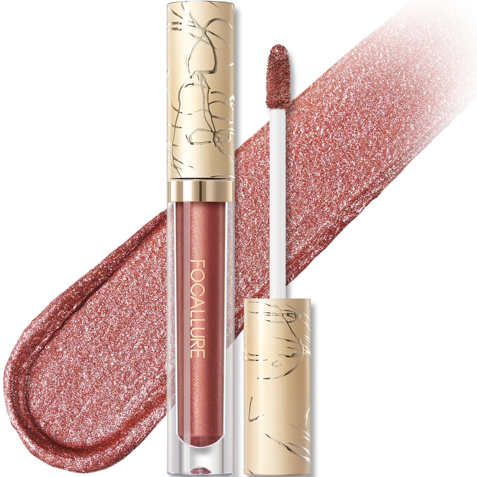 Metallic Liquid Lipstick,Non Stick Cup Lip Gloss,High Impact Lip Color with Transfer-proof Wear,Long Lasting & Waterproof Lipstick Makeup for Women,Rope Brun