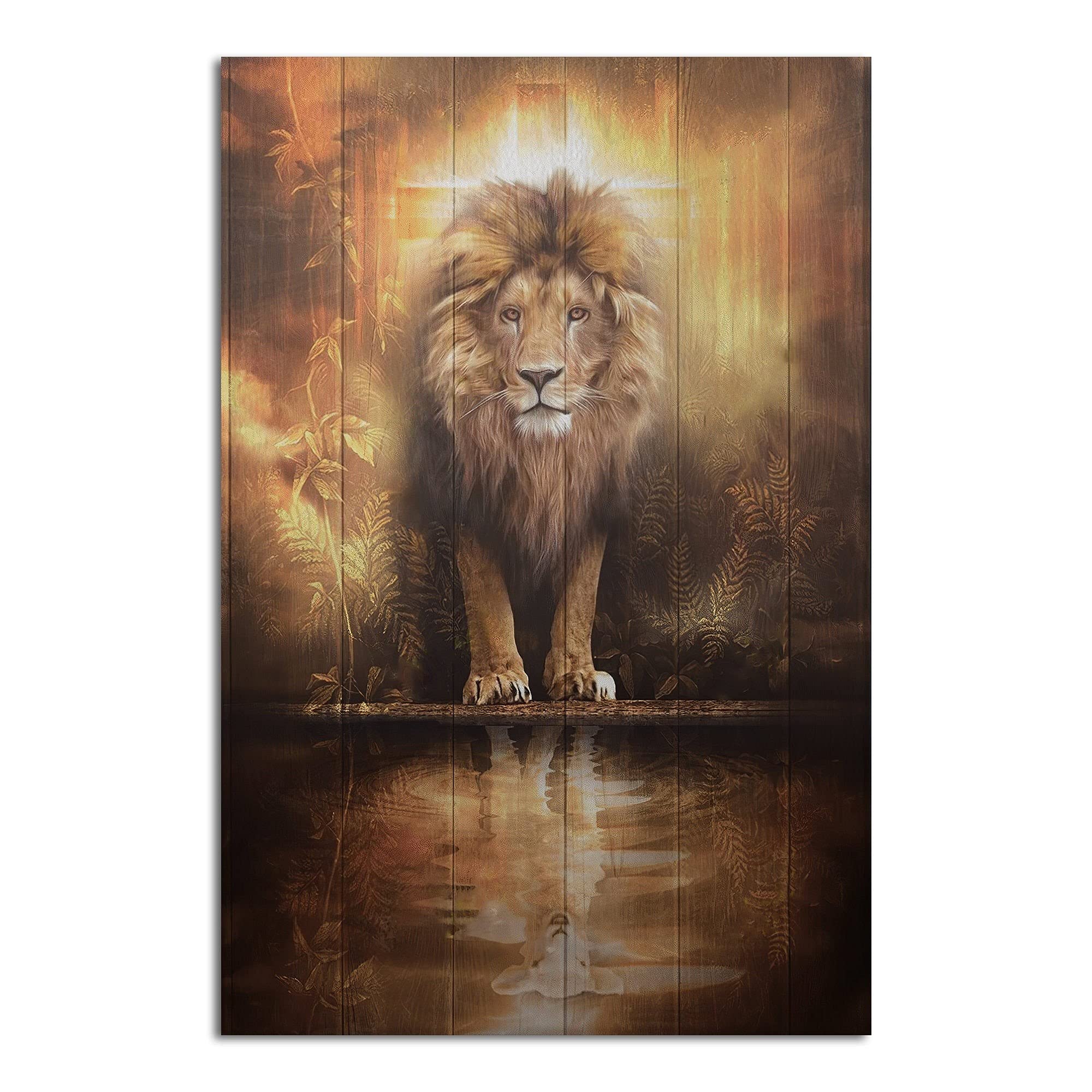 Tnnd Gorgeous Jesus Lion Esus Portrait Jesus Christ And Lion Lion Of Judah Metal Sign Bathroom Decor Vintage Mural 8X12 Inches