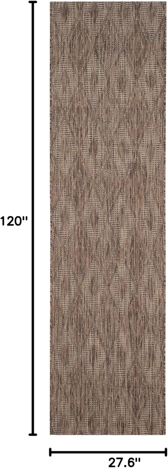 SAFAVIEH Washable Rug Outdoor Courtyard Collection - 2'3" x 10' Runner, Brown, Non-Shedding & Easy Cleaning, Ideal for Patio, Entryway, Mudroom, Hallway, Kitchen (CY8522-36322)