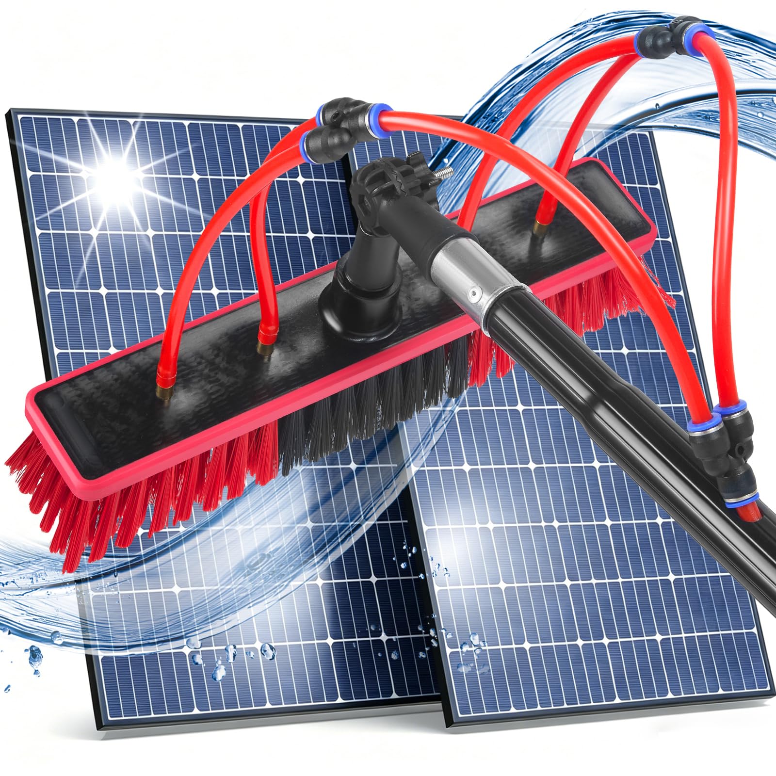 Cepillo de lavado telescópico de 4 m, barra de aluminio extensible para sistemas solares, cepillo de lavado con mango telescópico para coche y jardín de invierno, sistema completo de limpieza al aire