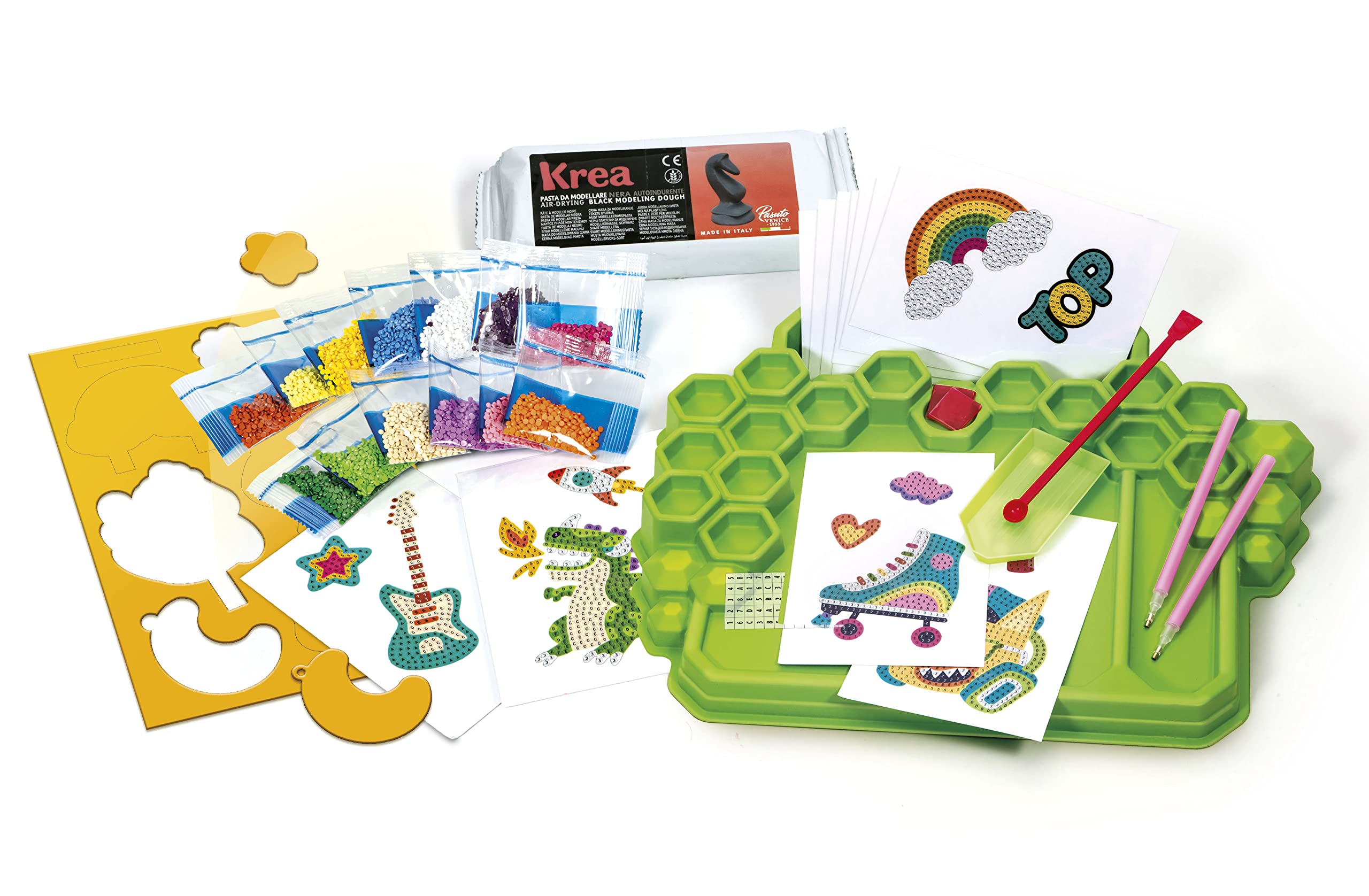 Clementoni Idea - Creazioni Brillanti, Kit Diamond Painting per Bambini 7+ Anni, Laboratorio di Gemme e Arte con Accessori per Opere Scintillanti, Gioco Creativo Made in Italy, Lingua Italiana, 18678