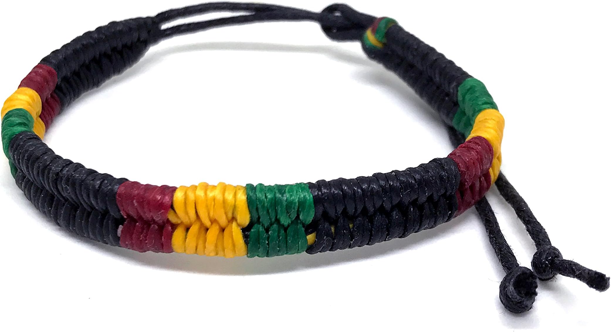 Rasta Braided Cotton Bracelet - Jamaican Adjustable Wristband for Men Women