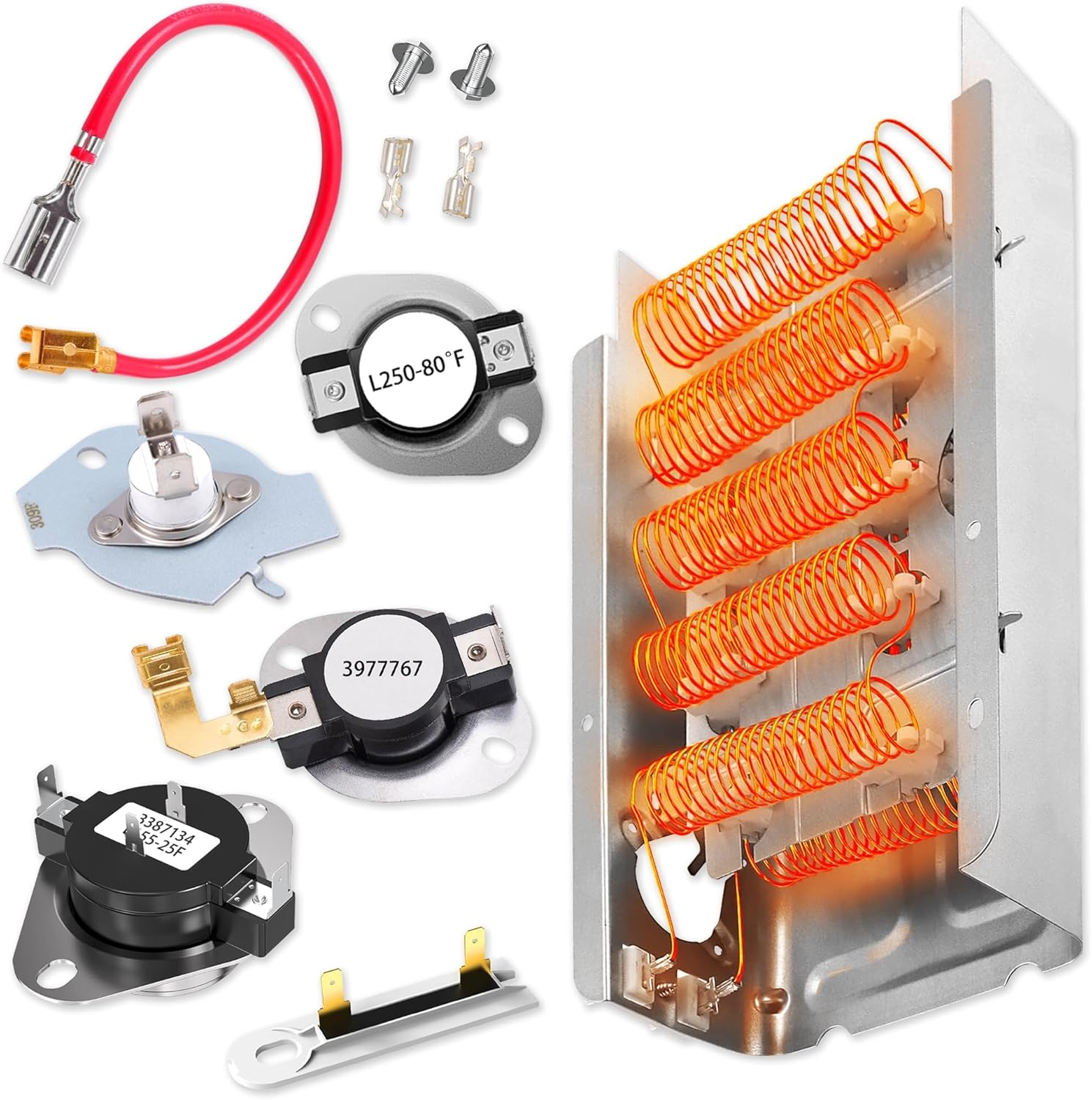 WED4815EW0 LER7646EQ2 Dryer Heating Element Fit for Whirl-pool Models WED5000DW2 WED4800XQ0 WED4800BQ1 LER7646DQ0 WED5600SQ0 LER5636PQ1 LEN2000KQ1 WED5540SQ0 LER4634PQ0 LER7648PQ0 WED4800XQ2