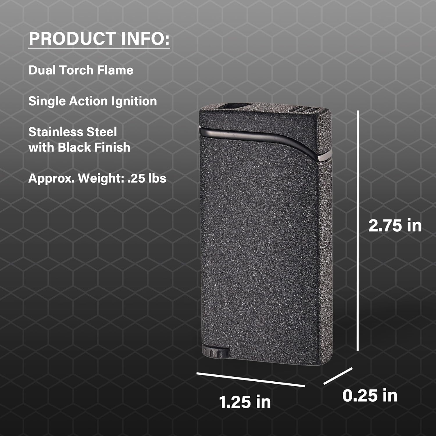 Visol Vista Butane Torch Lighter Double Flame Refillable Gas Lighter, Built-in Cigar Punch, Windproof Adjustable Flame Lighter (Shipped Without Butane)