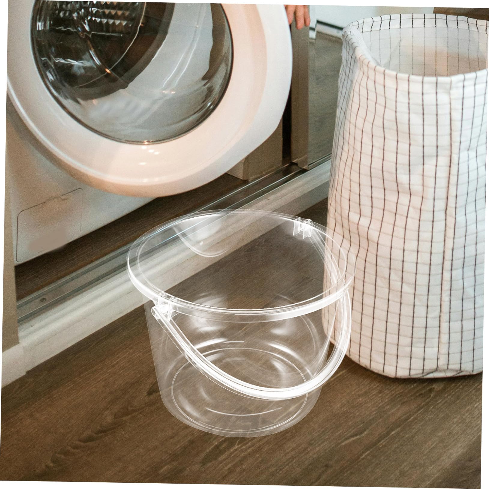 Secchio da Giardinaggio Trasparente con Manico, Plastica, senza Coperchio | Uso Domestico per Lavanderia e Pulizia, Formato Portatile a Elevata Capienza, Riutilizzabile e Versatile