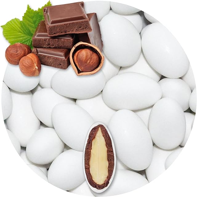 EinsSein 0,5 kg migdały czekoladowe nugat białe matowe  migdały weselne migdały weselne migdały do chrztu prezenty dla gości migdały cukrowe cukierki słodycze słodycze