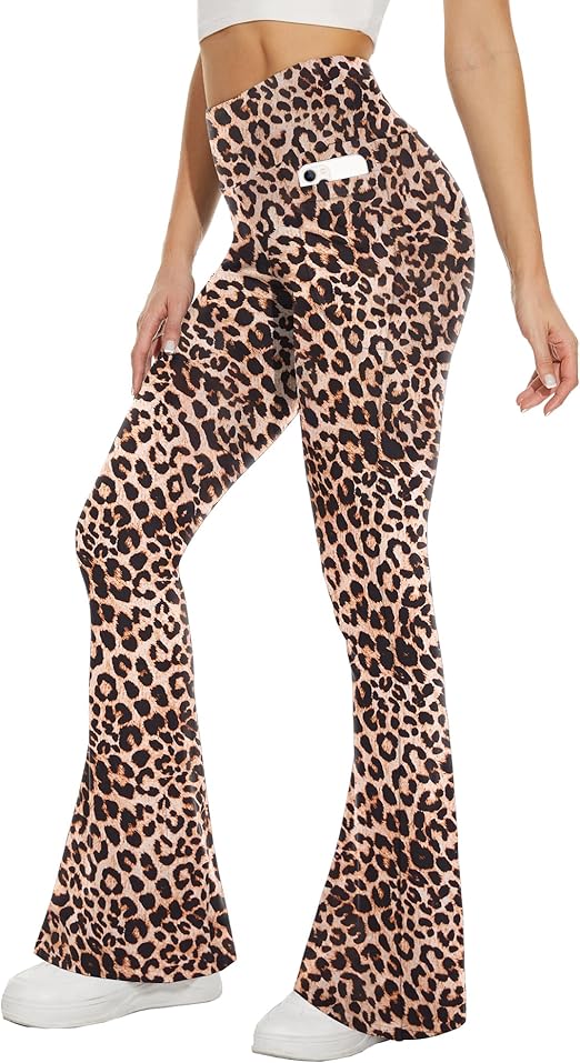 Sundwudu Black Flare Yoga Pants for Women - Soft High Waist Bootcut Leggings Tall & Long Bootleg Pants for Women
